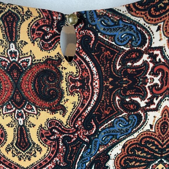 Cato Women Round Neck Printed Paisley 3/4 Sleeves Dress Size M - Picture 7 of 7